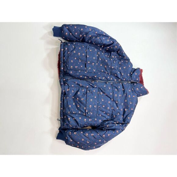 American Eagle Jacket Womens Large Multicolor Reversible Cropped Puffer Floral - Picture 2 of 11